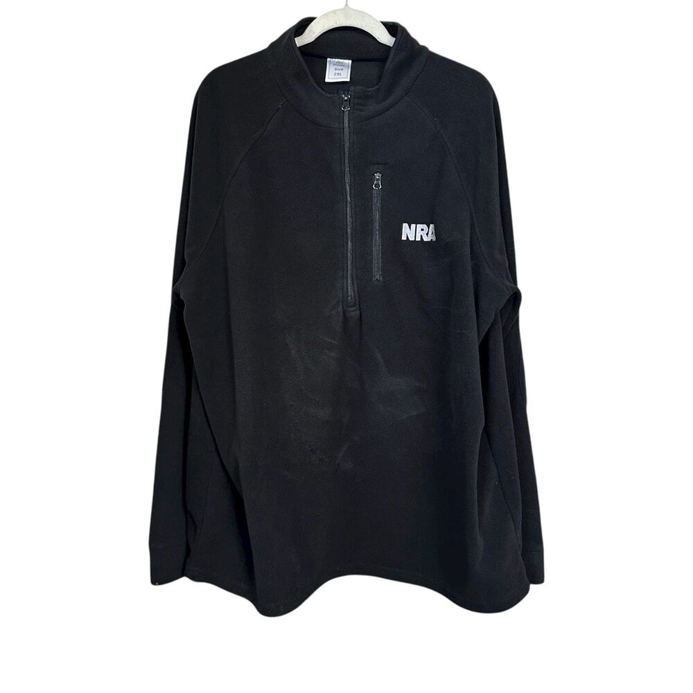 NRA National Rifle Association Men Sz 2XL Fleece Sweater Black 1/4 Zip Pullover